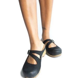 Dansko Britney Leather Clogs in shade Black